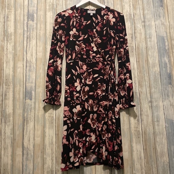 Ellen Tracy Collection Floral Mock Wrap Dress | Long Sleeve | Size - Picture 12 of 12